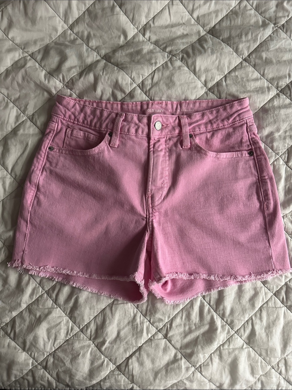 Old Navy Pink Straight Frayed Hem Denim Shorts
